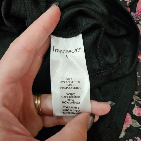 NWT Francesca's Sz L Pink Floral Babydoll Balloon Sleeve Tiered Mini Dress - Picture 10 of 11